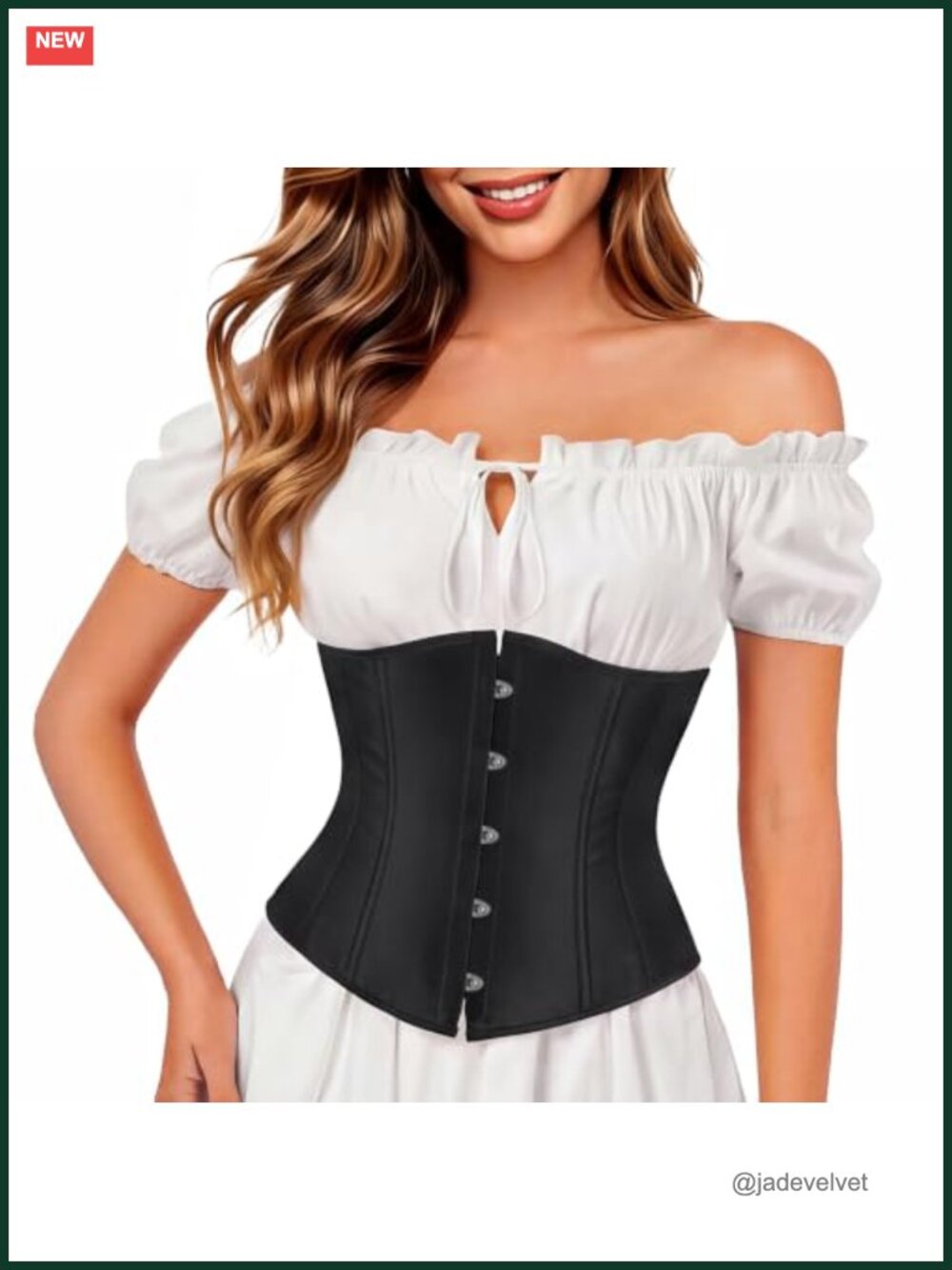 Underbust Corset Top Adjustable Lace Up Back Renaissance Pirate Costume